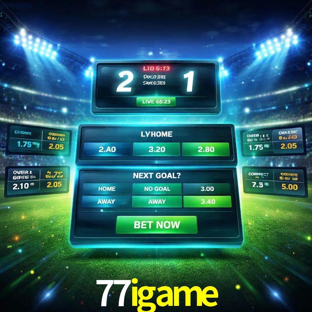 Vista de apuestas en vivo 77igame durante un partido en curso